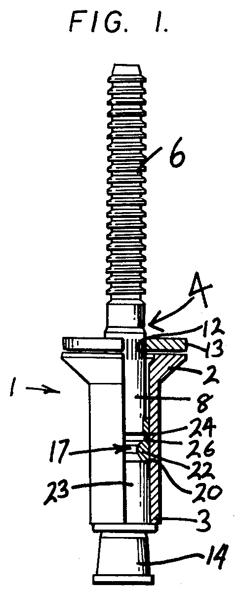 Side view of the blind rivet assembly.