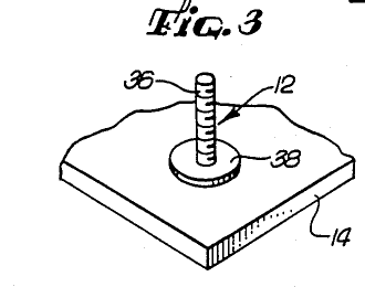 FIG. 3: "a threaded screw attachment secured onto a substrate".