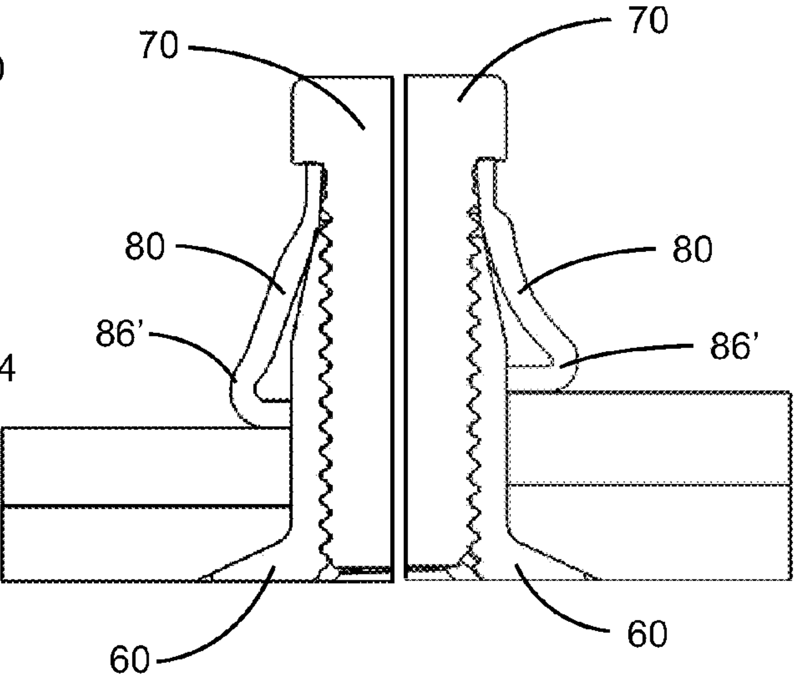 The Fig. 1A prior art blind fastener in minimum/maximum installed conditions.