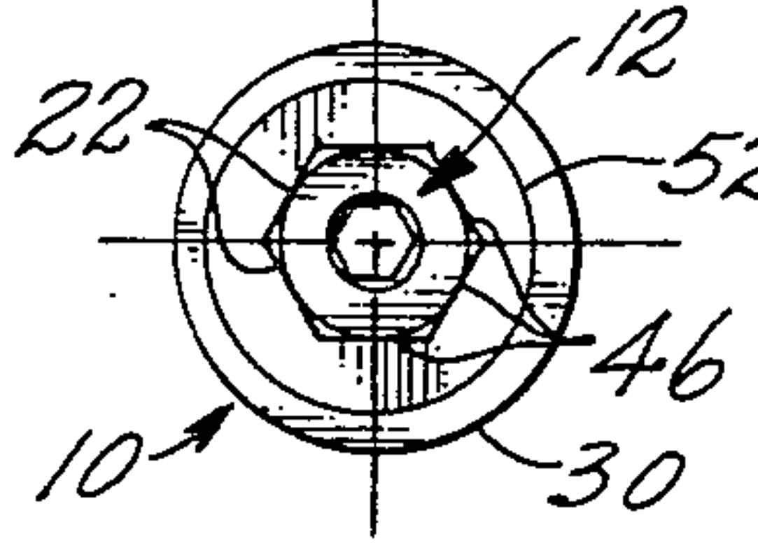 Top plan view after the lobes have failed and the void volumes have been filled with collar material.