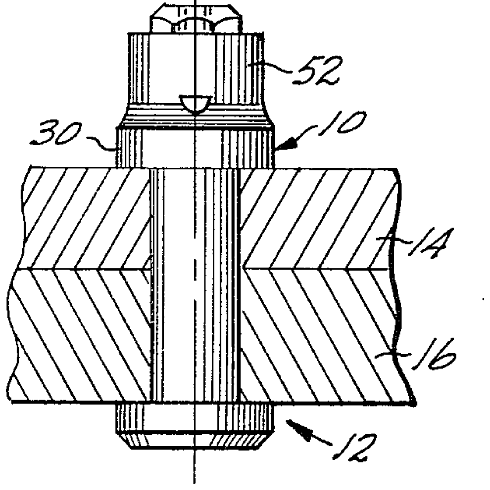 A joint effected by the collar and shear pin after the lobes have been displaced into the body of the collar and collar material forced into the voids.