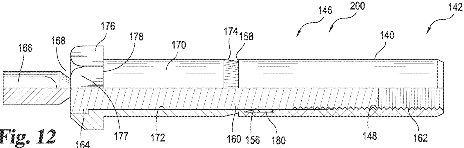 Blind fastener which includes the deformable sleeve nut (side elevational view, partially in section).