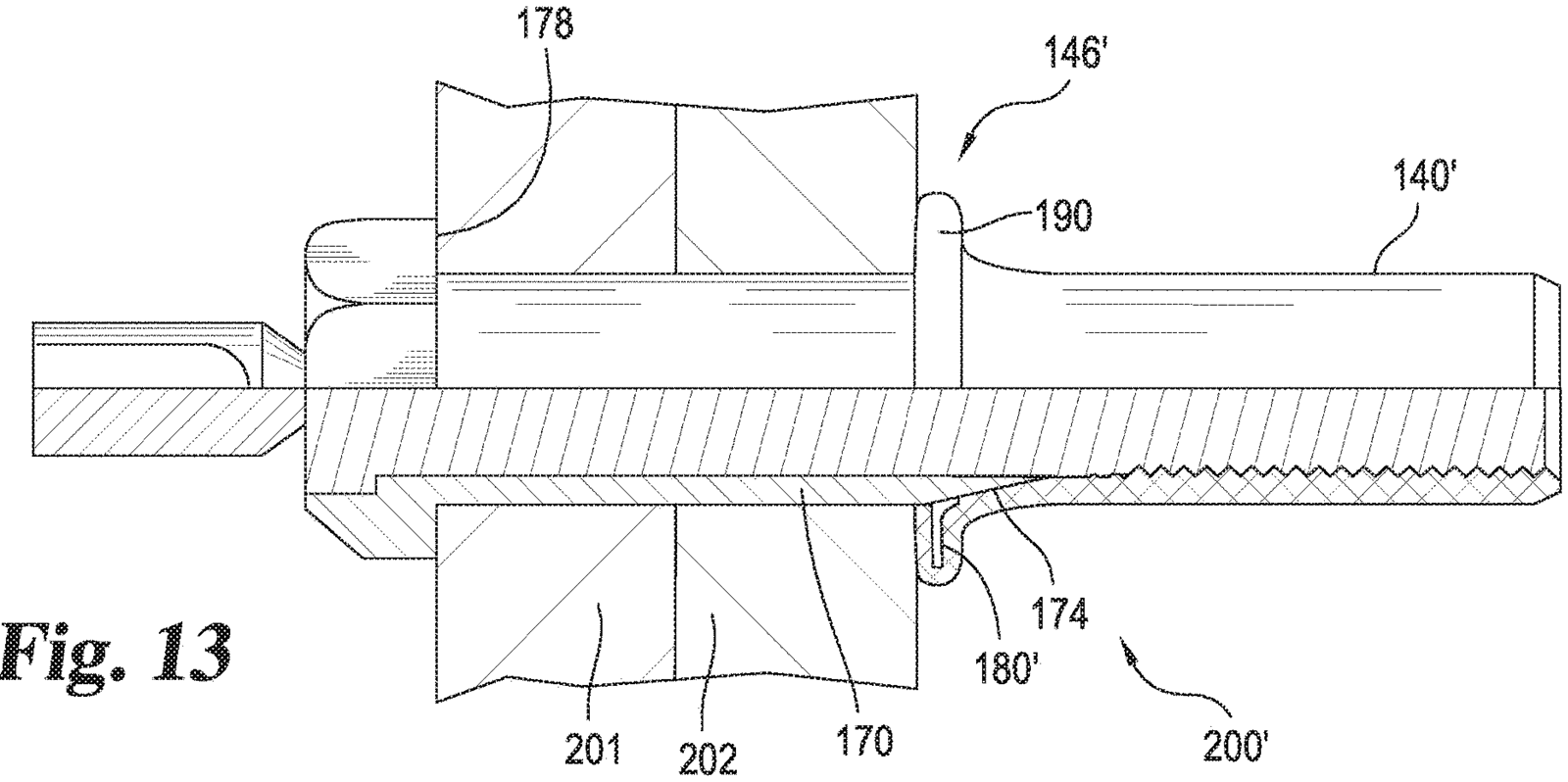 The Fig. 12 blind fastener after it has been fastened to two panels.